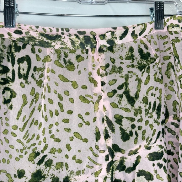 Zara Layered Ruffle Mini Skirt Pink Green Leopard Animal Print Size Small - Picture 5 of 10